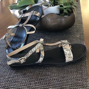 Theory “Casena” faux snakeskin sandal